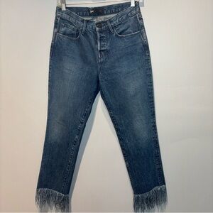 3x1 NYC Stella Selvedge Fringe Hem Jeans Button Fly Womens Size 25 boho chic